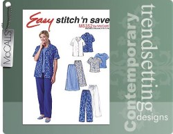 5352 MCCALLS EASY SHORT SLEEVE SHIRT, TOP, FLARE SKIRT, PANTS PATTERN  8-14